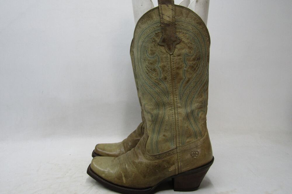 Ariat Womens Size 6.5 B Light Brown Leather Cowboy Western Boots